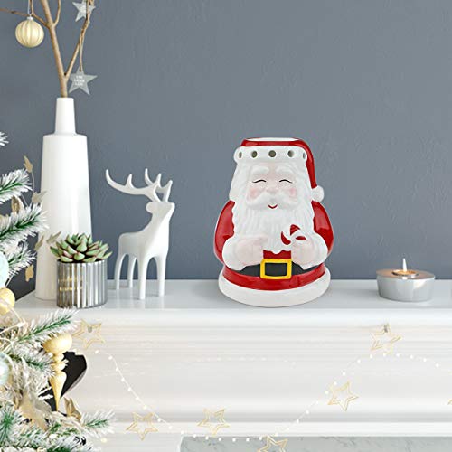 STAR MOON Ceramic Tealight Candle Holder Essential Oil Burner Aromatherapy Wax Candle Tart Burner Warmer Diffuser Aroma Candle Warmers Porcelain Decoration for Living Room Bedroom Smiling Santa Claus
