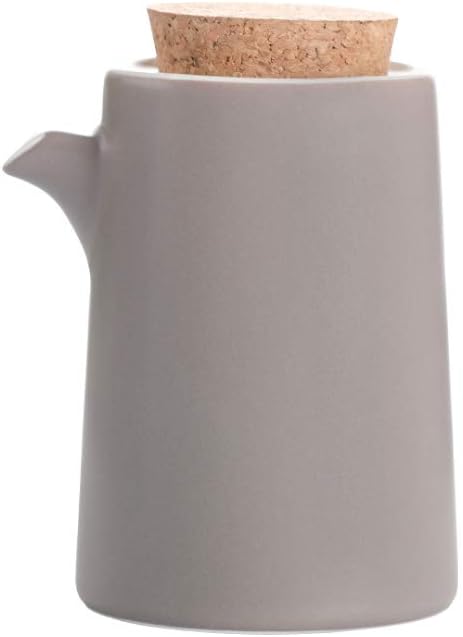 Grey small Ceramics Oil Dispenser Bottle, Ceramic Soy Sauce Dispenser Bottle with Cork Stopper, Olive Oil/Soy Sauce/Vinegar Cruet, Liquid Condiment Dispenser for Kitchen Cooking(300ml, 10oz): Kitchen & Dining