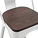 BELLEZE Metal Dining Chairs Set of 4, Stackable Metal Chairs Vintage Farmhouse Chairs with Detachable Backrest and Wood Seat, Weather Resistant Tolix Chair for Indoor Outdoor - Alexander (White)