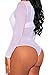 Pink Queen Women's Tight Sheer Low Cut Mesh Bodysuit Short Jumpsuits White S