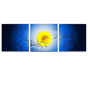 wall26 3 Panel Canvas Wall Art Beautiful Moonlit...