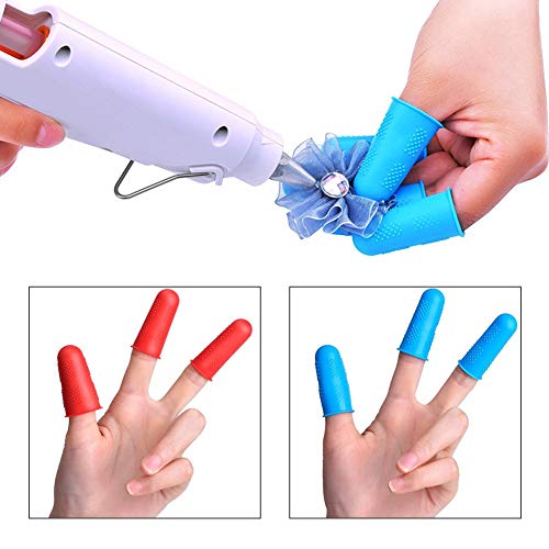 Finger Protectors, 20Pcs Silicone Hot Glue Gun Finger Covers Caps,4 Colors Finger Guard Protectors for HotGlue Sewing Wax Rosin Resin Honey Adhesives Scrapbooking Crafts Ironing Embroidery Needlework - Thumbnail 5