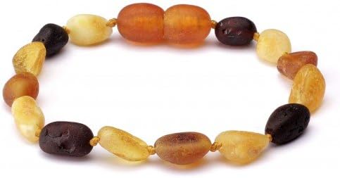 Genuine Natural Baltic Amber Baby Kids Teething Bracelet/Anklet Multicolour4 Oval Beads By Amber Corner
