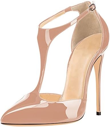UMEXI Pointed Toe T Strap High Heels Ankle Strap Sandals Stilettos Evening Shoes for Women