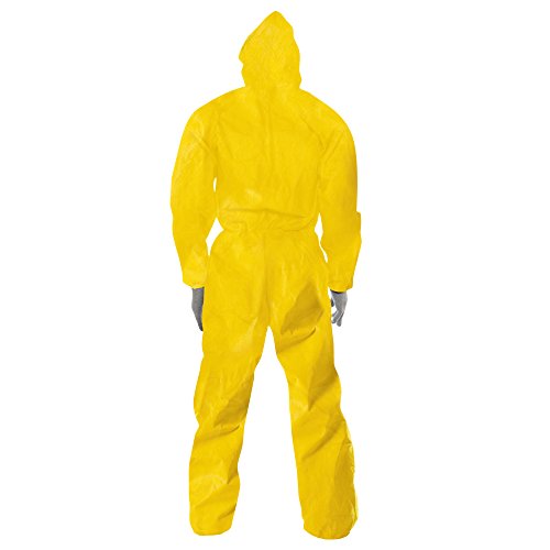 Kleenguard A70 Chemical Spray Protection Coveralls (09816) Suit, Hooded, Zip Front, Elastic Wrists & Ankles, 3XL, Yellow, 12 Garments/Case