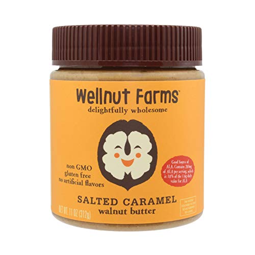 Wellnut Farms Creamy Walnut Butter, Salted Caramel, 11 Ounce, Gluten Free, Keto Friendly, Omega 3, Vegan