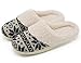 HomeTop Women's Faux Cashmere Knitted & Plush Fleece Lined Slip-On Memory Foam Clog Slippers Indoor/Outdoor (Medium / 7-8 B(M) US, Black & Beige)