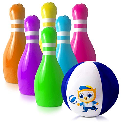 GoSlaz Giant Inflatable Bowling Pins Outdoor Lawn Bowling Play Set