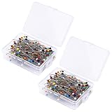 EuTengHao 500 Pieces Sewing Pins,1.5 Inch Multicolor Glass Ball Head Pins, Straight Quilting Pins, Drawing Pin with Transparent Box for Dressmaking,Jewelry DIY Design (8 Colors 38mm)