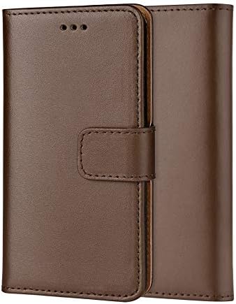 ameego Premium Genuine Real Leather Slim Wallet Flip Stand Case Cover for Samsung Galaxy ACE S5830 (Brown)