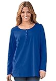 Women's Plus Size T-Shirt, Perfect, With Long Sleeves, Henley Neck