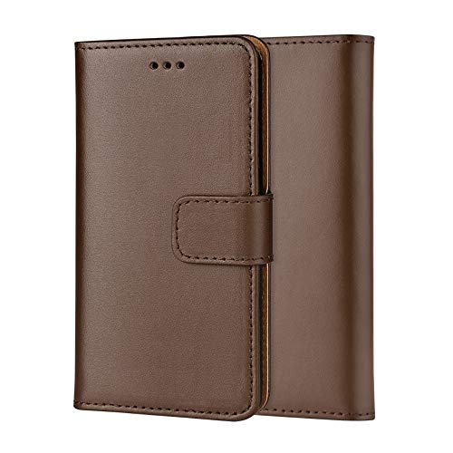 ameego Genuine Leather Wallet Case for Samsung Galaxy Note 2 NOTE II N7100 (2012, 5.5") - Magnetic Closure, Card Slots, Stand - Brown