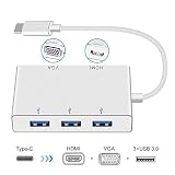 USB C to VGA Adapter, iBosi Cheng USB C Hub (Thunderbolt 3 Compatible) USB Type C to HDMI VGA Adapter for MacBook Chromebook Pixel and USB C Power Pass-Through Port