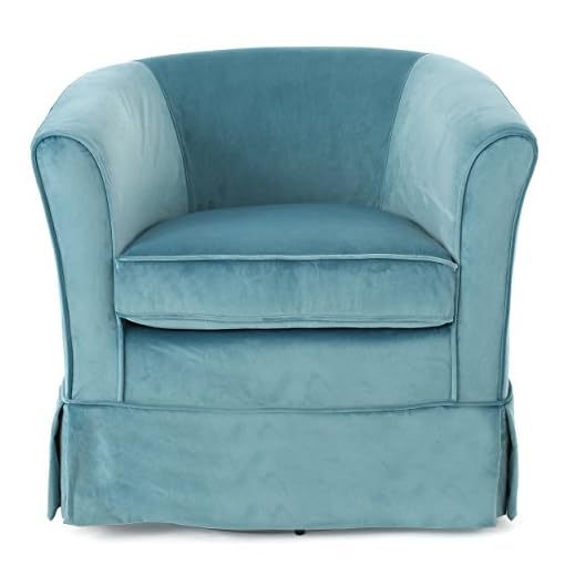Christopher Knight Home Cecilia Swivel Chair with Loose Cover, Blue