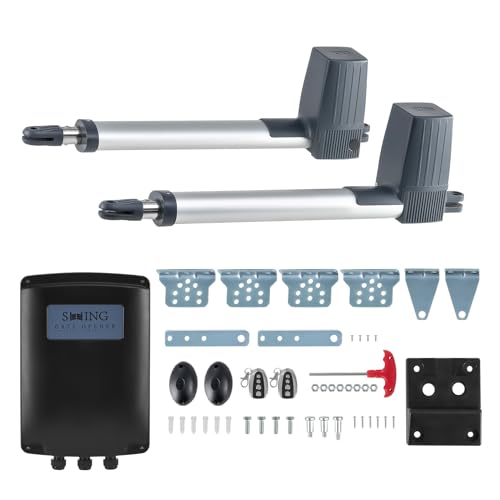 CO-Z Kit de apertura automática de puertas ADSW4 abrepuertas dobles batientes para puertas de hasta 590 kg y 6 m con kit de control remoto, sensores infrarrojos y compatible con carga solar