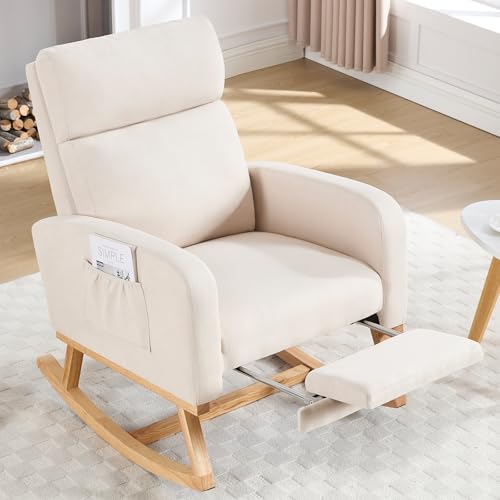 HCHAIRH Rocking Chair Nursery, Nursing Rocking Chairs with Foot Rest for Mom