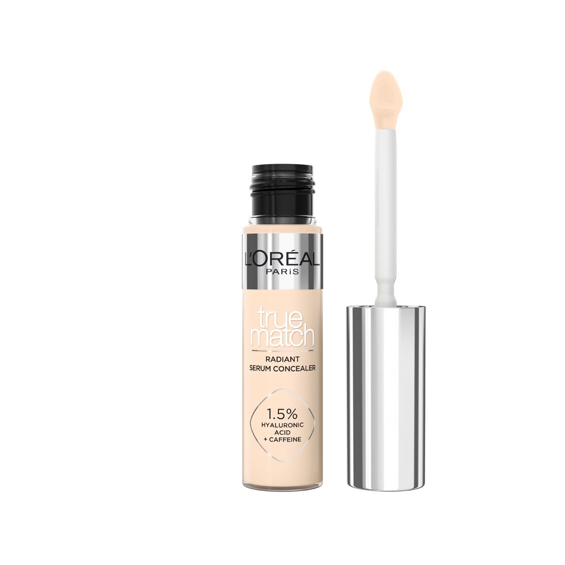 L'Oréal Paris Concealer, True Match Radiant Serum Concealer for Face, with 1.5 Percent Hyaluronic Acid and Caffeine, Reduce the Appearance of Dark Circles and Fine Lines, Shade 1.5N