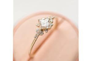 Koguxuix Vintage Ring Gold Engagement Ring CZ Crystal Diamond Wedding Ring 14k Gold Milgrain Ring Band (7)