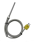 K-Type Thermocouple Sensor with High Temperature Stainless Steel Probe, 932 F or 500 C, with Stainless Steel Braided Cable