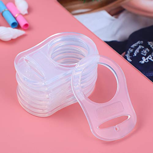 FENICAL Soft Silicone Baby Pacifier Clips Holders Baby Nipple Rings (Transparent) 10pcs