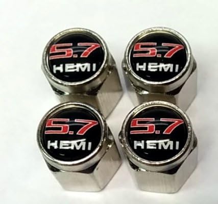 Dodge 5.7L Hemi Charger Challenger RAM Valve Stem Caps (Chrome - 5.7L Alternate)