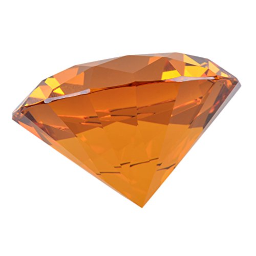 LONGWIN 50mm (2") Crystal Faceted Diamond Paperweight Wedding Favor Home Decor (Amber)