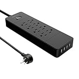 Power Strip Surge Protector – NTONPOWER USB Charger 8 Outlets 4 USB Ports for Home/Office – 5ft Extension Cord With Overload Protection Wall Mounted - Black