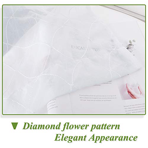 image for NICETOWN Diamond Embroidery Sheer Curtains - White Geometric Embroider