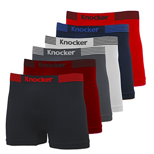 Nylon Stretchable Compression Boxer Brief 6-pcs Set, Assorted Colors (Top Stripes)