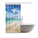 InterestPrint Beach Ocean Theme Shower Curtain, Wavy Ocean Surface Scenery Polyester Fabric Waterproof Bath Curtains, 72 by 72 Inches Extra Long, Blue Turquoise Sand