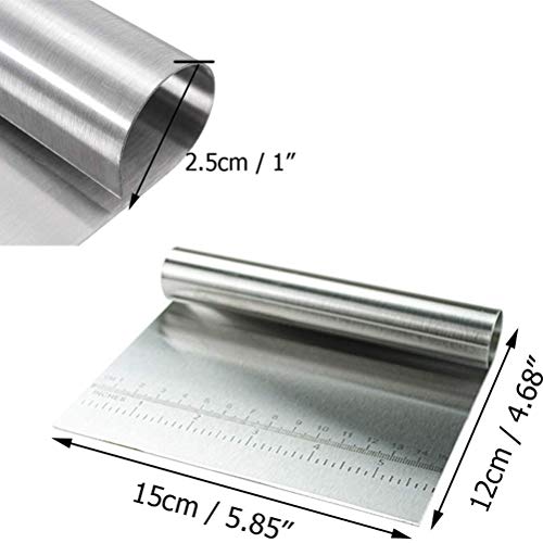 Yuciya Deegschraper, RVS gebak schraper Cutter met meetschaal Cake Pizza Cutter Gebak Brood Chopper Bakgereedschap - Afbeelding 3