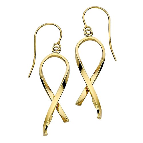 Greg Anthony Contemporary Awareness Ribbon Earrings 14K Yellow Gold Greg Anthony Contemporary Awareness Ribbon Earrings 14K Yellow Gold