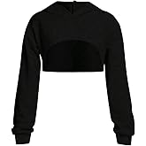 OYOANGLE Girl's Long Sleeve Drop Shoulder High Low Asymmetrical Hem Crop Hoodie Top