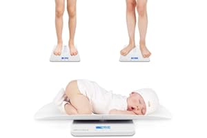 MomMed Baby Scale, Multi-Function Toddler Scale, Baby Scale Digital, Pet Scale, Infant Scale with Hold Function, Blue Backlight, Weight and Height Track