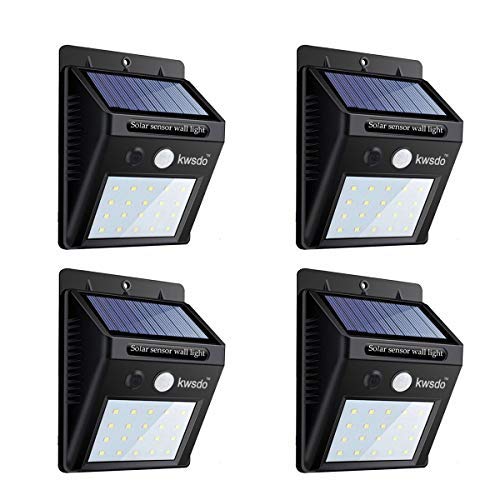 kwsdo,Solar Motion Sensor Light Outdoor, Wireless LED Solar Lights, Waterproof Security Lights for Garden, Yard, Wall, Outdoor Gate with Motion Activated Auto On/Off (4 Packs)