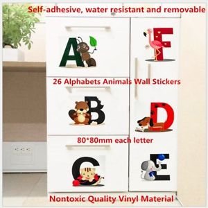 SLB Works Brand New 26 Alphabets Animals Cartoon Removable Wall Stickers For Kids Nursery Room KX