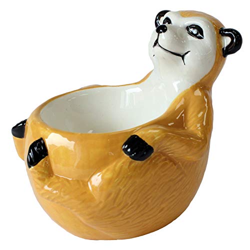 Crockery Critters Egg Cup from Deluxebase – Meerkat Ceramic Egg Holder, Cute Animal Shaped Boiled Egg Cups for Kids and Adults. Fun Novelty Gifts, Kitchen Decor and Tableware.