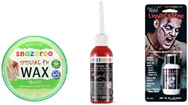 Halloween Theatrical Scar Liquid Latex, Snazaroo FX Wax &amp; Gel Blood Starter Set