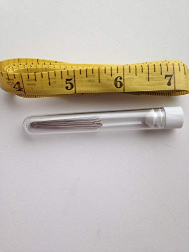 Hand Sewing Needles (10 Pieces) - 1.5 inches (37mm) Size in Storage Tube with Measurement Tape in One Set