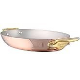 Mauviel M'Heritage 150 B 1.5mm Polished Copper & Stainless Steel Oval Pan With Brass Handle, 15.7-In, Made In France