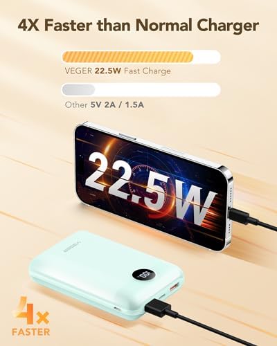 20000mAh Batería Externa Power Bank - Batería Portátil con Carga Rápida 22.5W QC3.0, USB-C Entrada y Salida para iPhone, Android, Tablets y Más (Verde Jade)