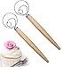 Acerich 2 Pack Danish Dough Whisk 13.5” Dough Whisk Stainless Steel Dutch Style Bread Whisk Wooden Handle Danish Whisk for Bread, Batter, Cake, Pastry