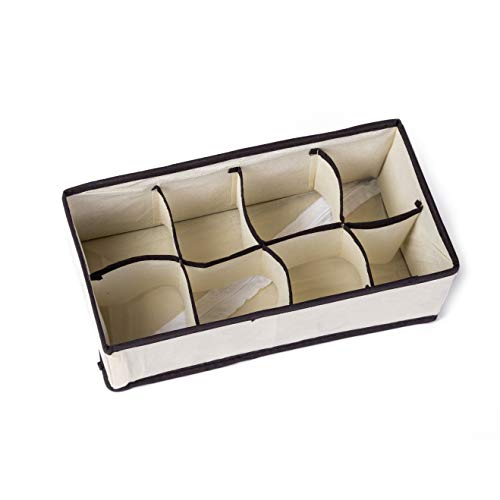 Xena 4 Pack Drawer Organizer Set Closet Underwear Sock Shirt Pantie Organizer Dividers Cream Foldable Clothing Boxes 11, 12, 13 Inch Large Bedroom Storage
