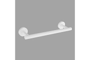 GERZWY 12-Inch Bathroom Towel Bar SUS 304 Stainless Steel Bath Towel Bar Modern Round Style Wall Mount, White