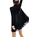 Leadingstar Women Knitting Turtleneck Long Sleeve Loose Lace Spliced Cotton Casual Dress, Black, Medium