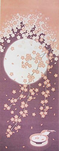 Yamako Japanese Tenugui (Japanese face Towel) Tapestry 4 Seasons 12 Months Pattern Series - April Sakura Flowers and Moon 87549
