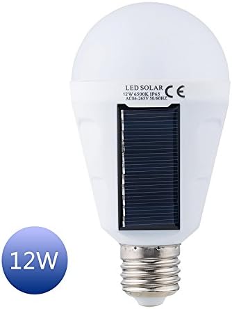 Mordely Solar Panel Light Bulb LED Powered Light,Portable Waterproof Emergency Light Bulb,7W 1200mAH with White Light for Indoor and Outdoor,Garden,Hiking,Camping,White (12W-2Pack)