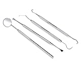 Dental Kit Mirror Hygiene Kit Toothpick Tartar Scraper Tools Plaque Remover, Professional Surgical Grade elco stainless steel cleaner, Braces Dog Orthodontic oral hygiene 4 Tool Kit by Diamond Driven