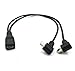 Duttek Micro USB Splitter Cable, Micro USB Splitter 1 to 2 Cable, Micro USB Female to Double 2 Micro USB Male Right Angle 90 Degree Converter High Speed Charging Cable Cord 25CM/10 Inch