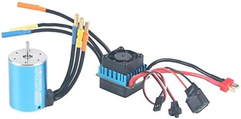 3650 3100KV Sensorless Brushless Motor and 60A ESC Speed Controller 3.175mm Shaft for 1/10 1:10 RC Racing Car Off-Road Truck Vehicle by RCRunning